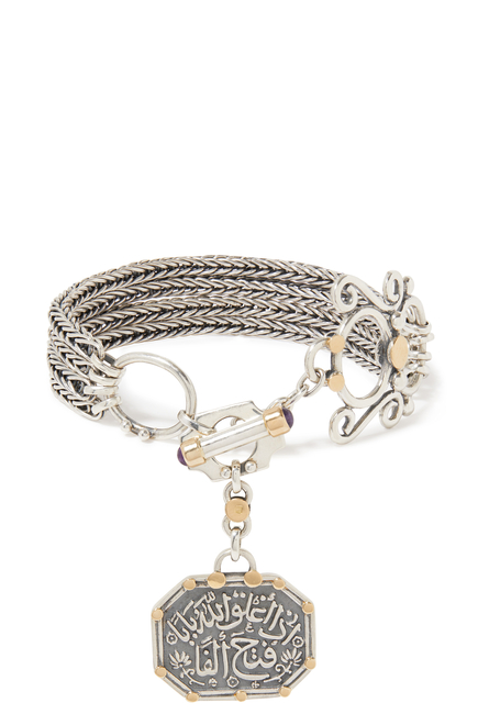 T-Lock Bracelet, 18k Gold, Sterling Silver & Amethyst